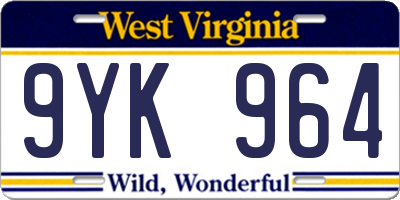 WV license plate 9YK964
