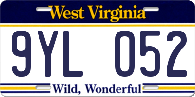 WV license plate 9YL052