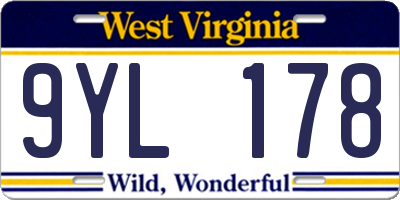 WV license plate 9YL178