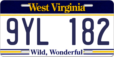 WV license plate 9YL182