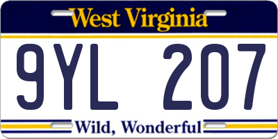 WV license plate 9YL207