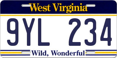 WV license plate 9YL234