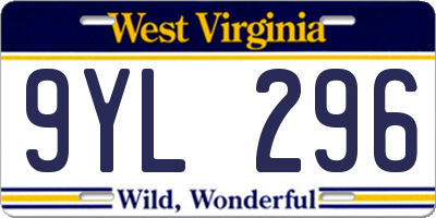 WV license plate 9YL296