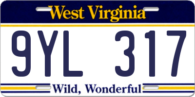 WV license plate 9YL317