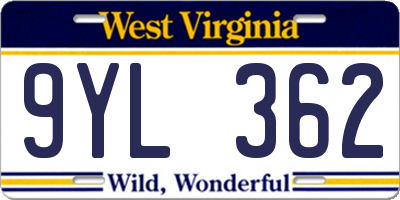 WV license plate 9YL362