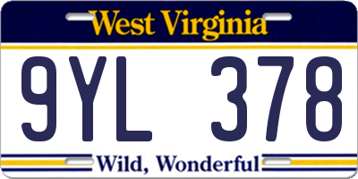 WV license plate 9YL378