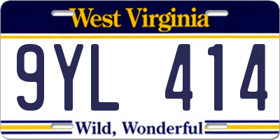 WV license plate 9YL414
