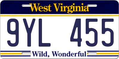 WV license plate 9YL455