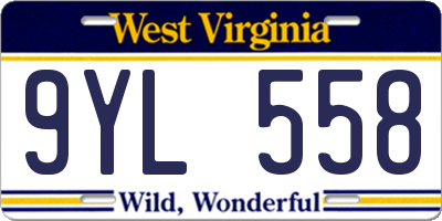 WV license plate 9YL558