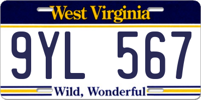 WV license plate 9YL567