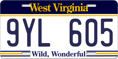 WV license plate 9YL605