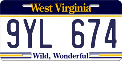 WV license plate 9YL674