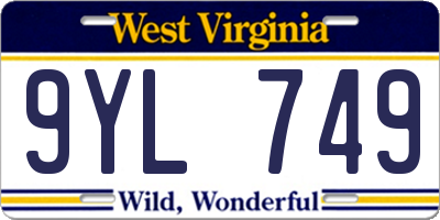 WV license plate 9YL749