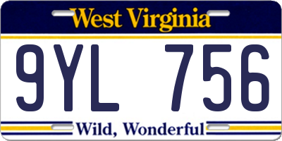 WV license plate 9YL756
