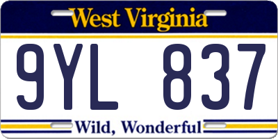 WV license plate 9YL837