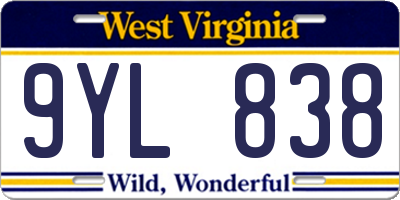 WV license plate 9YL838