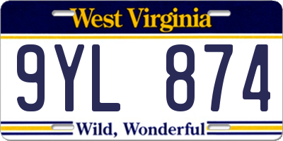 WV license plate 9YL874