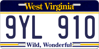 WV license plate 9YL910