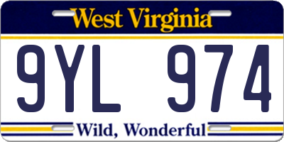 WV license plate 9YL974