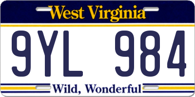 WV license plate 9YL984