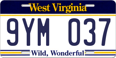WV license plate 9YM037