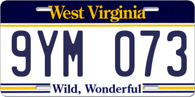 WV license plate 9YM073