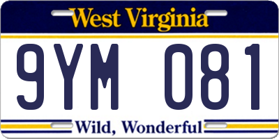 WV license plate 9YM081
