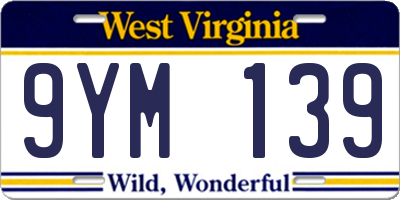 WV license plate 9YM139