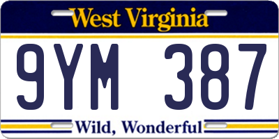 WV license plate 9YM387