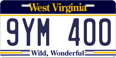 WV license plate 9YM400