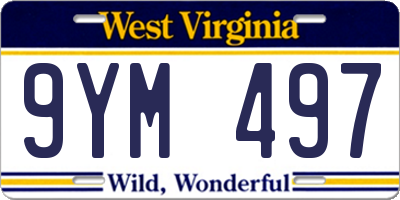 WV license plate 9YM497