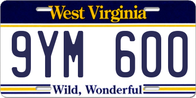 WV license plate 9YM600