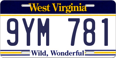 WV license plate 9YM781