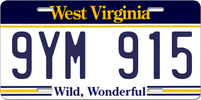 WV license plate 9YM915
