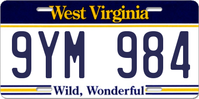 WV license plate 9YM984
