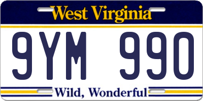 WV license plate 9YM990