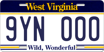 WV license plate 9YN000
