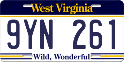 WV license plate 9YN261