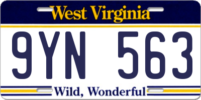 WV license plate 9YN563