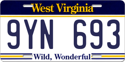 WV license plate 9YN693