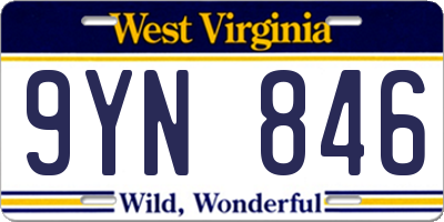 WV license plate 9YN846