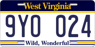 WV license plate 9YO024