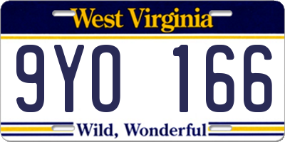 WV license plate 9YO166