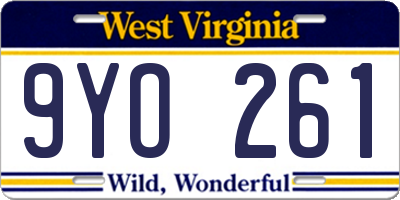 WV license plate 9YO261