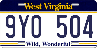 WV license plate 9YO504
