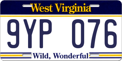 WV license plate 9YP076