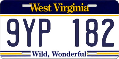 WV license plate 9YP182