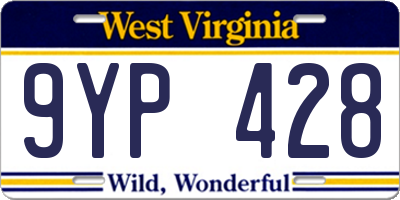 WV license plate 9YP428