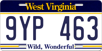 WV license plate 9YP463