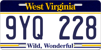 WV license plate 9YQ228